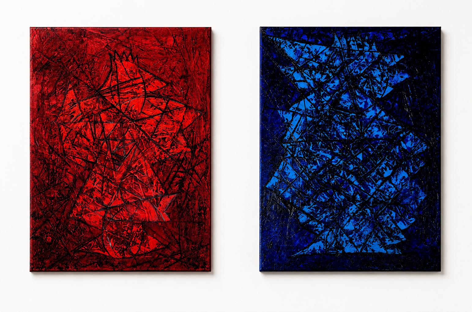 Scarlet & Cobalt Diptych